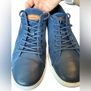 Geox Respira Men’s Navy Leather Sneakers EU 45 US 12 Lace-Up Casual Shoes
